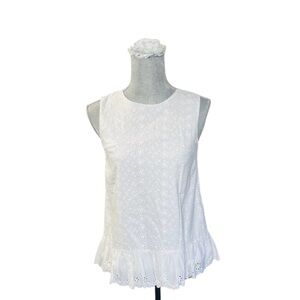 Ralph Lauren Girls 16 Shirt Top Eyelet Lace White Sleeveless Tank Top